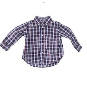 Chaps 12 Months Baby Boy Button Up Plaid Shirt Blue Red Multicolor Long Sleeve